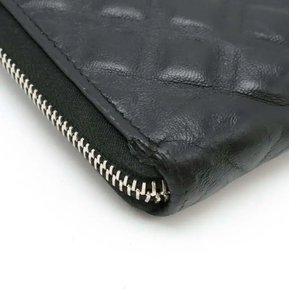 CHANEL Black Diamond Leather Logo Wallet - Picture 4 of 10